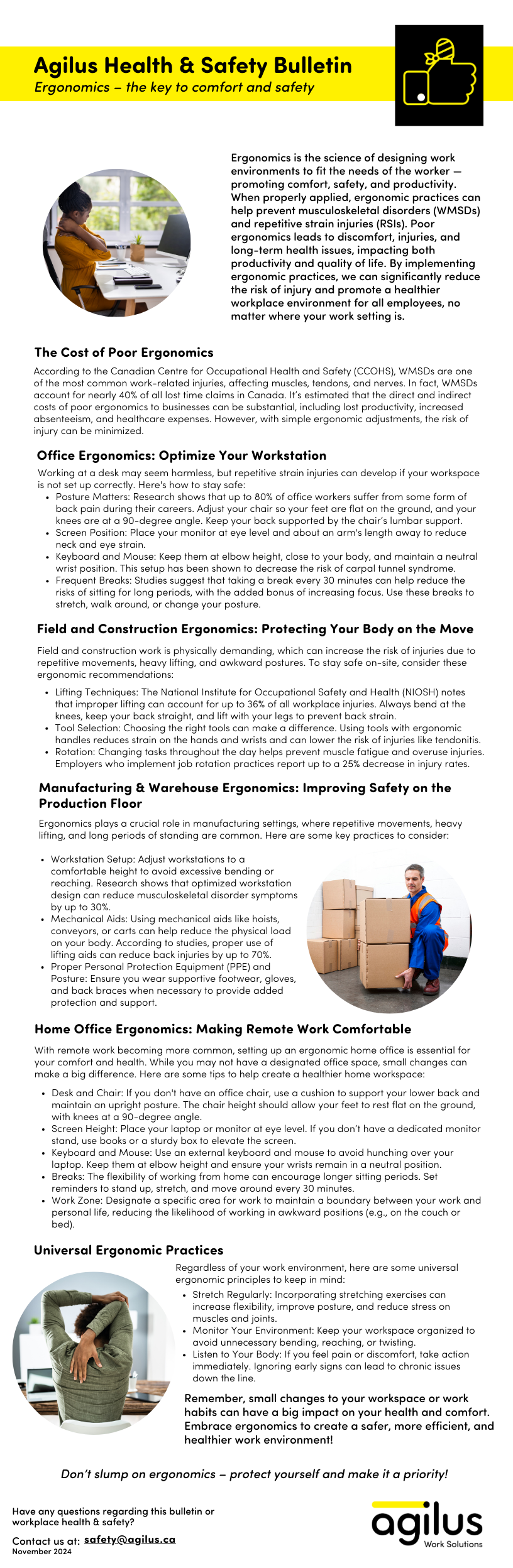 Agilus 2024 Fall Quarterly H&S Bulletin - Ergonomics